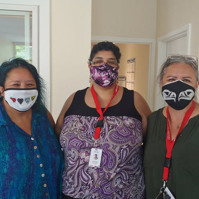 Three people wearing face masks.